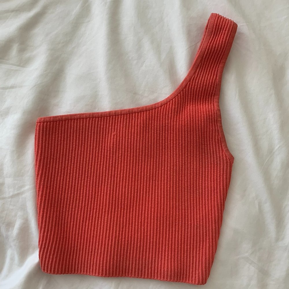 Sculpt Knit One-Shoulder Cropped Tank